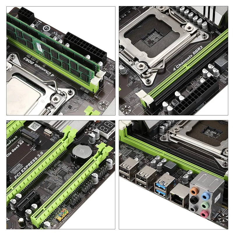 X79 материнская плата LGA2011 Combo с процессором E5 2620 4-Ch 16 Гб(4X4 Гб) DDR3 ram 1333 МГц NVME M.2 SSD слот