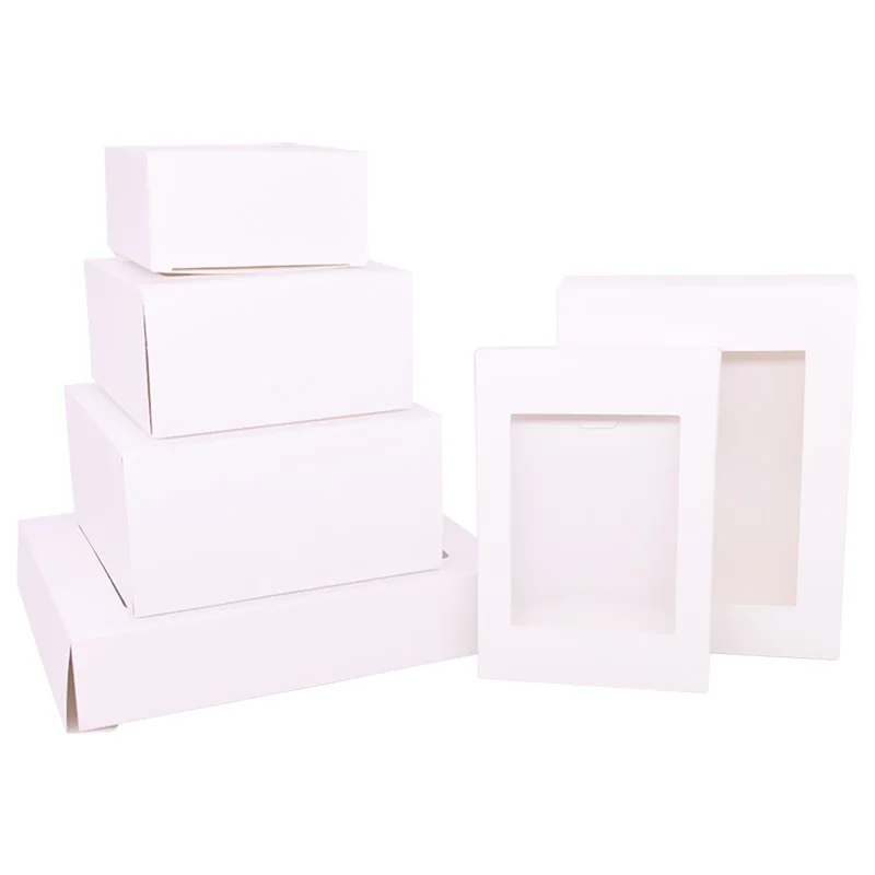 6Pcs Kraft Paper Cookie Candy Box PVC Window for Wedding Christmas Gift Boxes Packaging Decoration Birthday Party Supplies