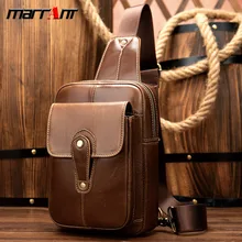 Retro Men's Bag First Layer Cowhide Slanted Chest Bag Sports Casual Genuine Leather Cross Body Chest Bag Men's Fashion