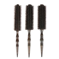 3 Sizes Barber Salon Natural Boar Bristle Comb Wood Handle Sharp Tail Hair Rolling Hairbrush Round Barrel Blowing Hair Comb 1601 1