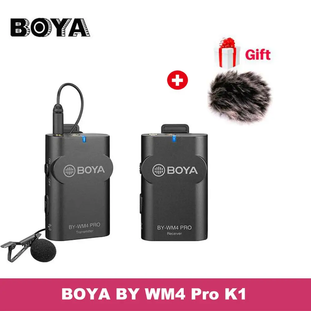 BOYA BY-WM4 Профессиональный Петличный Микрофон Беспроводной нагрудные микрофон Системы для Canon Nikon Sony камеры DSLR видеокамеры Регистраторы для iPhone 6 Android smartphones - Цвет: BY WM4 Pro K1