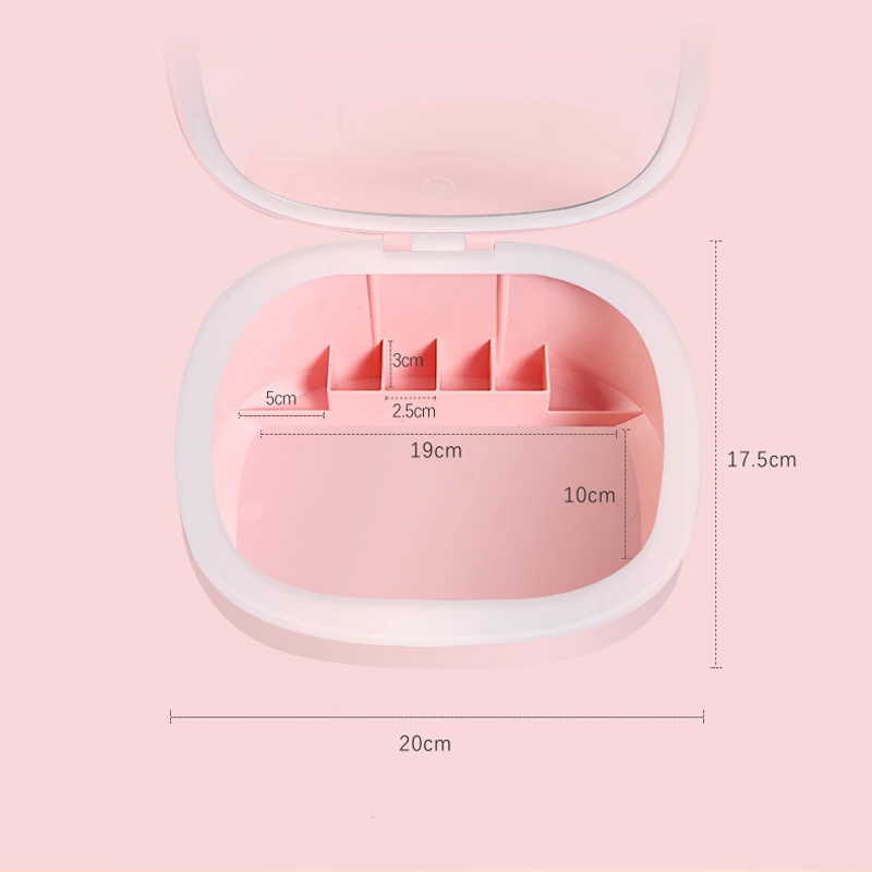 Светодиодное зеркало для макияжа с косметическим ящиком для хранения туалетное зеркало настольное с лампой для общежития настольное зеркало заполняющее светильник