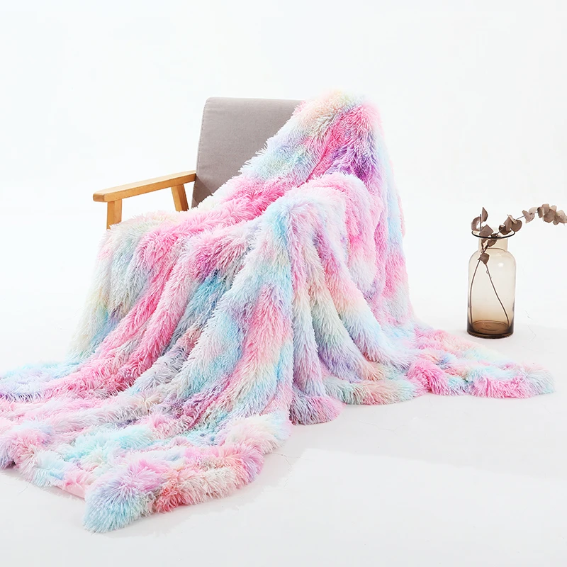 

Shaggy Throw Blanket Soft Long Plush Bed Cover Blanket Fluffy Faux Fur Bedspread Blankets for Beds Couch Sofa