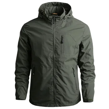 

Spring Autumn Men Outdoors Hiking Thin Jacket Casual Bomber Pilot Jackets Male Breathable Hooded Military Tactical Windbreaker