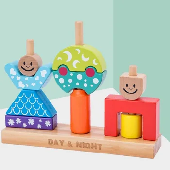 

Children's educational creative spelling wooden blocks baby hand-eye coordination sensory training toy