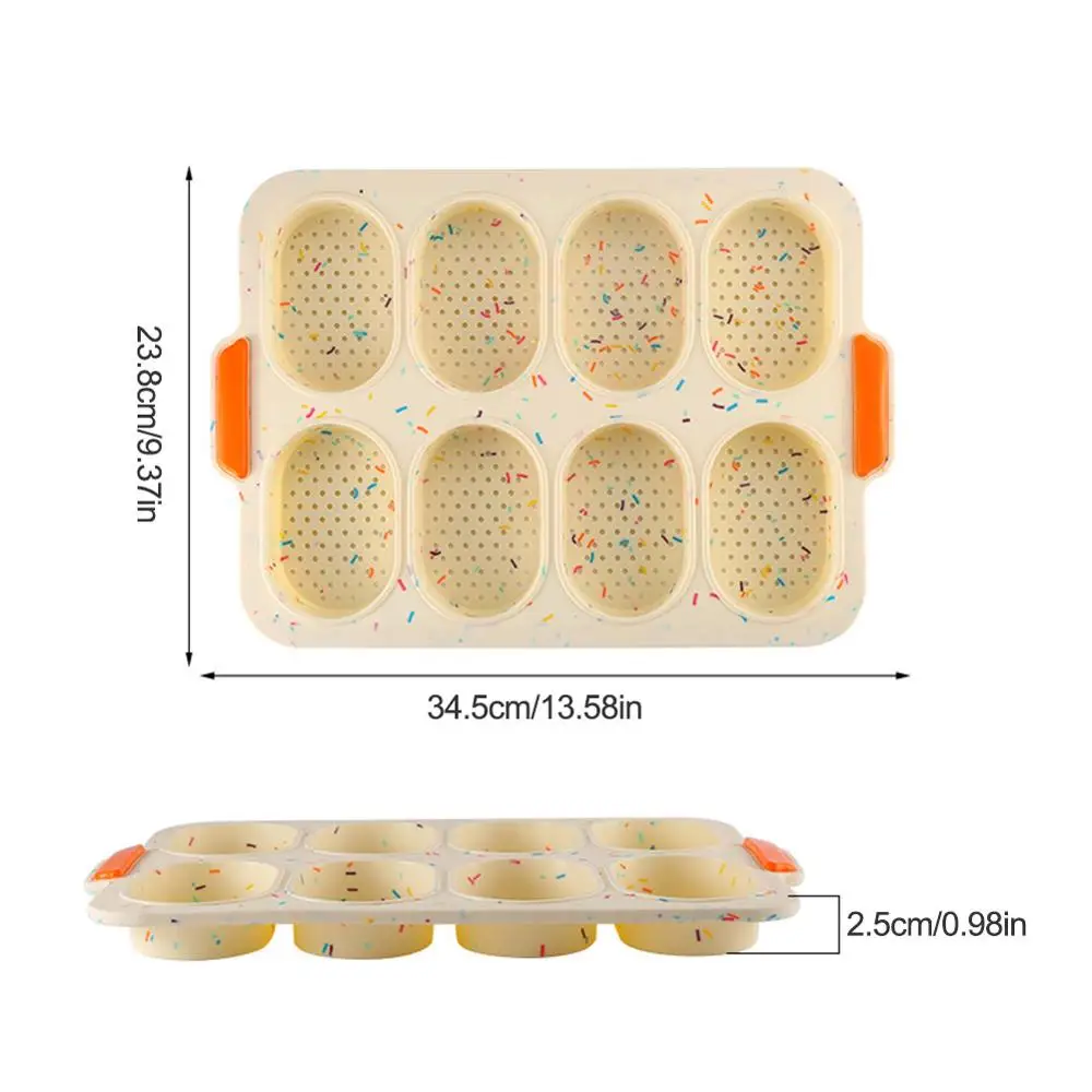 8 Grids Non-Stick Silicone Cake Mold French Bread Mould Heat Resistant Burger Muffin Pan Tray Cupcake Kitchen Diy Baking Mold
