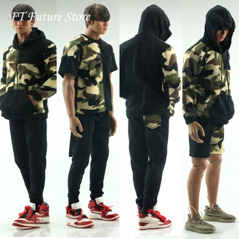 

1/6 Scale Male Figure Clothes Accessory FA009 Sweatshirt Shorts Pants Camouflage Stitching Clothing Model for 12'' Action Fgure