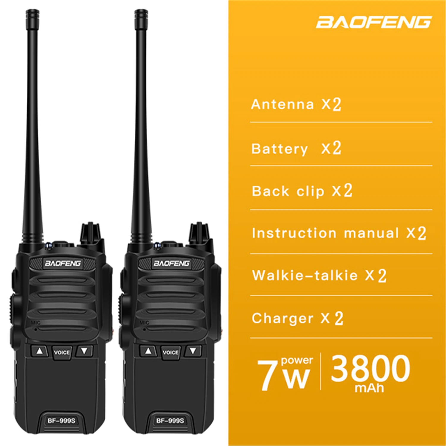 2 шт./лот BF-999S рация Baofeng 8 Вт/5 Вт 4200 мАч трансивер портативный двухстороннее радио обновление BF-888s - Цвет: 999S (III)