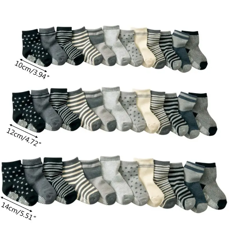 12 Pairs Baby Toddler Kid Sock Boy Girl Non Skid Anti Slip Knit Ankle