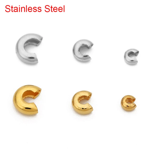 18K Gold Plated 3mm Crimp Covers - 20 Pieces - Bead World