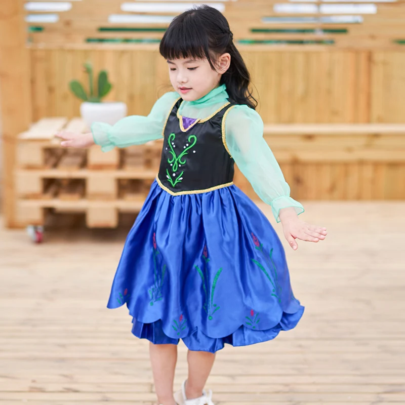 

Pettigirl Little Girl Anna Dress up Costume Children Flower Print Princess Cosplay Fancy Dress for Halloween Gift HGD40604-6