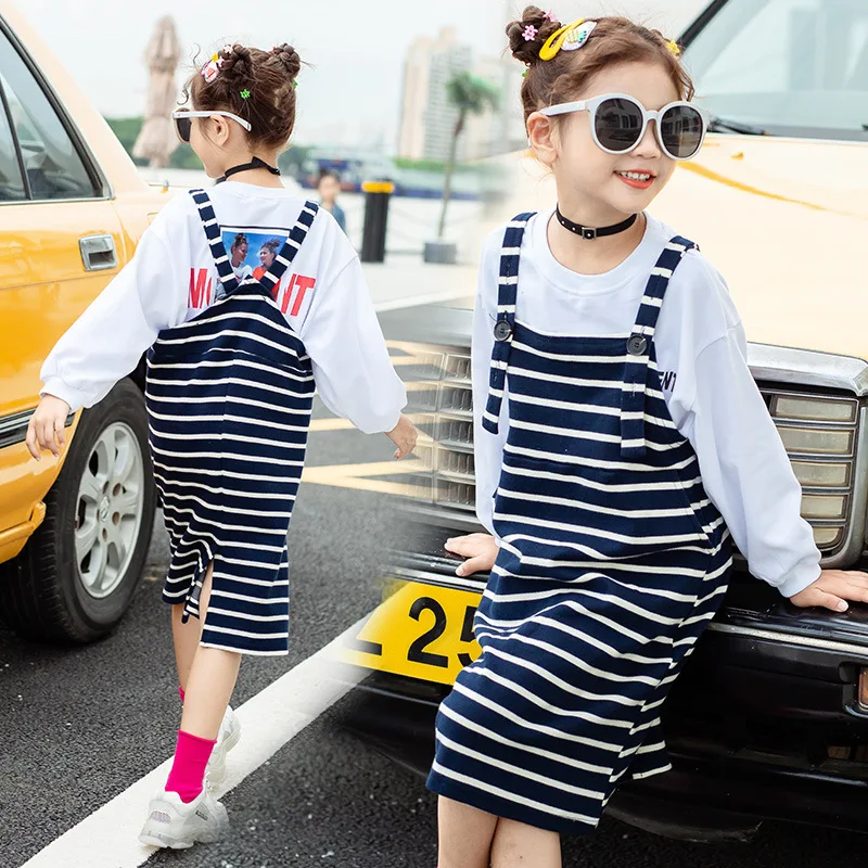 Платье в полоску для девочек Осенняя детская одежда подростков 13 лет | Детская и