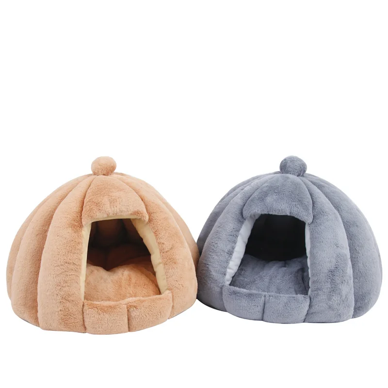 

Cute Pet Cat Bed Dog House Cat Mat Warm Soft Removeable Dog Kennel Nest Pet Basket Funny Fruit Pumpkin House for Cat Dog Tent