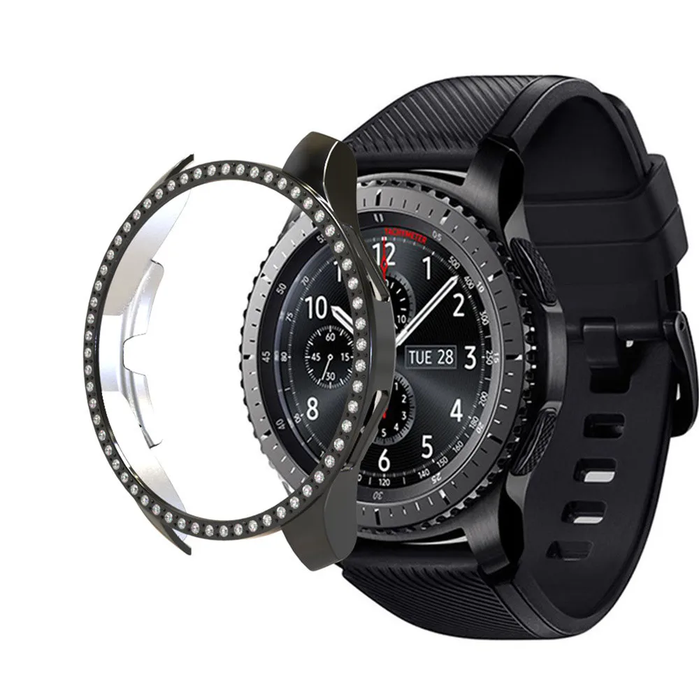 Galaxy 46 Black Алмазное средство защиты ПК чехол для samsung Galaxy Watch 46 мм/42 мм Блестящий Защитный чехол с кристаллами противоударный чехол-бампер аксессуары - Цвет: Galaxy 46 Black