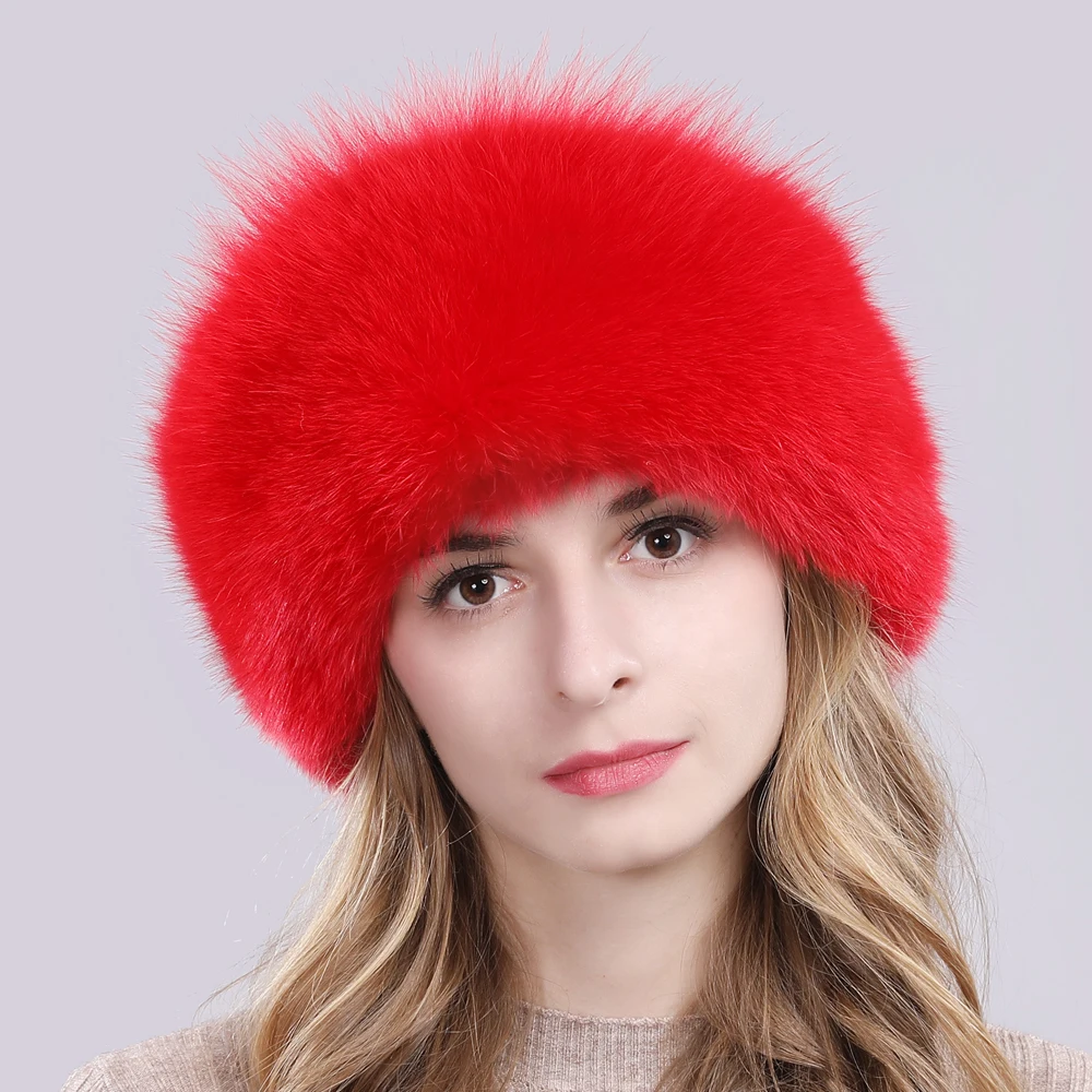 Женская шапка из натурального Лисьего меха для русской зимы, теплая мягкая пушистая шапка из меха лисы, роскошная женская качественная шапка-бомбер из натурального Лисьего меха