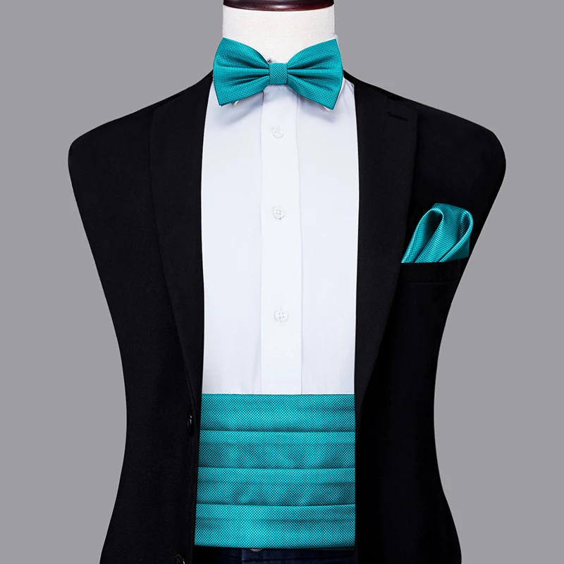 YF-2010 Hi-Tie Fashion Wedding Party Cummerbund for Men Silk Adjustable Wide Belt Cummerbund Elastic Solid Blue