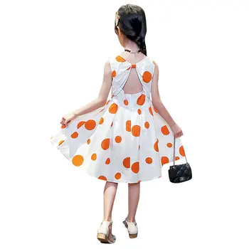 

Princess Vintage Polka Dot Backless Dresses for Girls Sleeveless Dress Children Summer Costumes Clothes For Girls Age 8 years