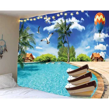 

GOANG Bohemian home Art Decor Large Wall Tapestry Wall Hanging Beautiful blue ocean scenery Wall cloth Tapestries Yoga Beach Mat