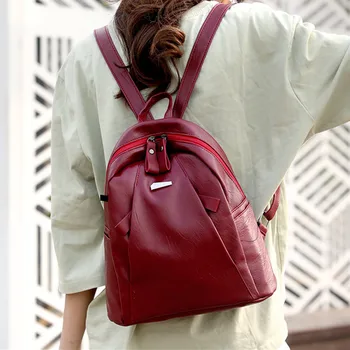 

2020 Korean-style-Style Fashion Anti-Theft WOMEN'S Backpack Casual Pu Soft Leather Cool Backpack Students mini backpack