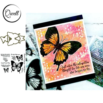 

QWELL Butterflies Metal Cutting Dies With Clear Stamps Sentences I Prayed For You Today DIY Scrapbooking Making Template 2020