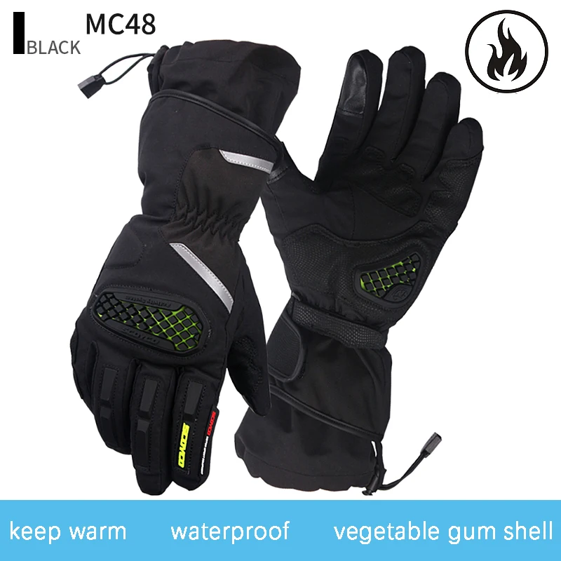 MC48-black Мотоциклетные Перчатки, черные, для гонок, для велоспорта, с защитой от падения, из углеродного волокна, толстые, сохраняют тепло, ветрозащитные и водонепроницаемые зимние перчатки - Цвет: MC48-black