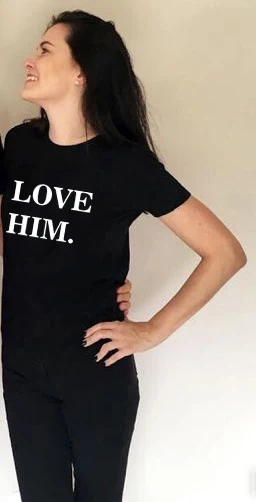 Femme; Летние одинаковые топы для пар; футболка для влюбленных; футболка с надписью «Love Him Love Her»; одежда для пар; футболка для влюбленных - Цвет: 2