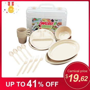 

24pcs Outdoor Tableware Dinnerware Mess Kit Portable Outdoor Barbecue Camping Picnic Cutlery Set Easy Storage And Portability