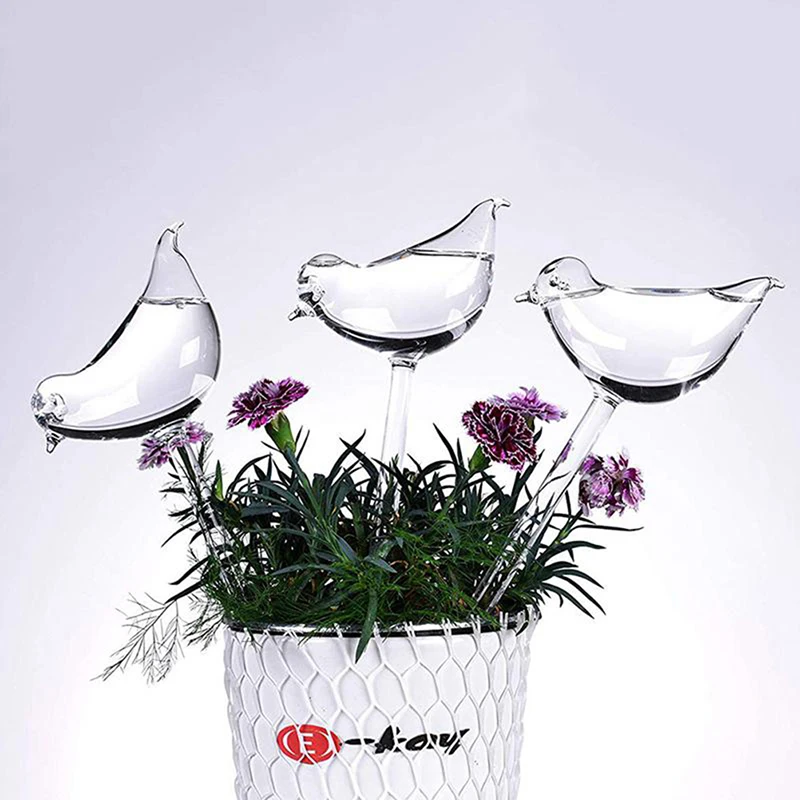 1pcs Automatic Flower Watering Device Plant Waterer Self Watering Globes Bird Shape Hand Blown Clear plastic Aqua Bulbs