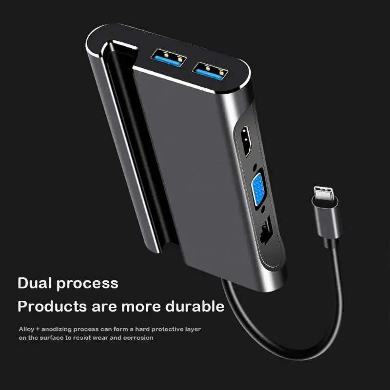 7 в 1 type-C концентратор смарт-Док Многофункциональный тип-c к USB3.0 RJ45 VGA HDMI PD конвертер адаптер с быстрой зарядкой док-станция для телефона
