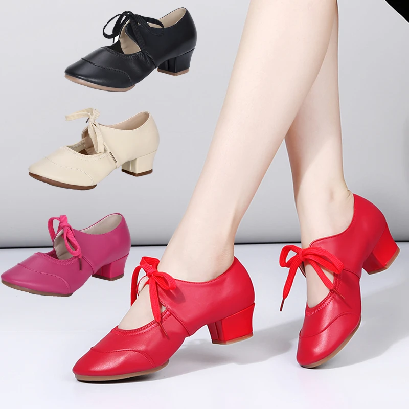 Zapatos de baile para mujer y calzado de de salón de Tango moderno y latino, sandalia suave profesional, rojo y negro, superventas| Calzado de baile| - AliExpress