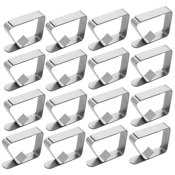 

16 Pcs Stainless Steel Tablecloth Clip,Non-Slip Adjustable Table Cover Clamps Clip for Parties Picnics