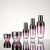 5pcs Refillable Glass bottles Cream lotion cosmetic container travel kits empty Purple bottle with Spray cap or Pump Cap 1