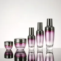 5pcs Refillable Glass bottles Cream lotion cosmetic container travel kits empty Purple bottle with Spray cap or Pump Cap 1