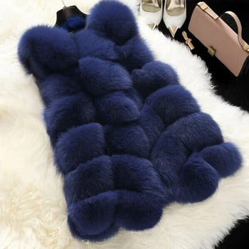 

Winter Sleeveless Faux Fur Vest Women Warm Slim Outerwear Female Solid Patchwork Fur Overcoats 2019 Women Casual Fur Coats