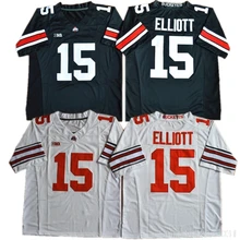 Мужская футболка Ohio State 15 Ezekiel Elliott college, черная, белая, красная, сшитая, размер S-3XL