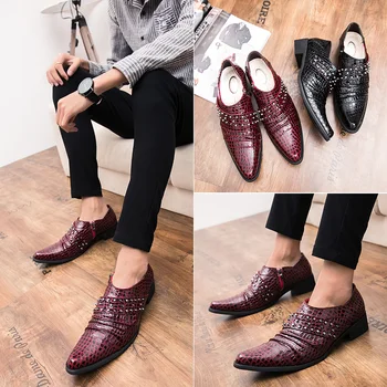 

Luxury Brand New Men Fashion Loafer Shoes Party Dress Casual Rhinestone Pointed Toe Flat Breathable Party Dress Shoes Wedding