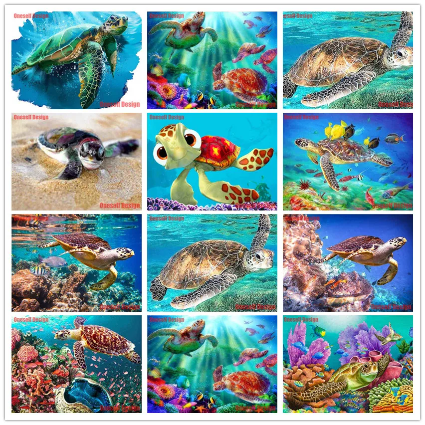 2020 new style great beaded embroidery 5d diamond full set Colored turtle paintings from diamonds rhinestone pictures | Дом и сад