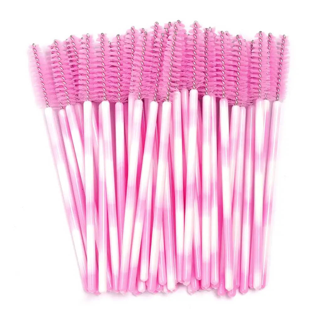 Strip pink 50 шт./компл. шесть Цвета тушь для ресниц одноразовые палочки Мини ресниц кисти, тушь для ресниц и бровей микро-аппликатор Spoolie кисти для ресниц - Handle Color: Strip pink