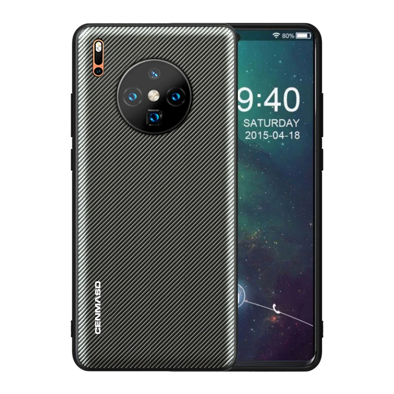 Чехол для huawei mate 30 Pro, задняя крышка для huawei mate 30 Lite, текстурированная кожа из углеродного волокна, ультратонкий противоударный полный чехол для телефона - Цвет: Шампанское