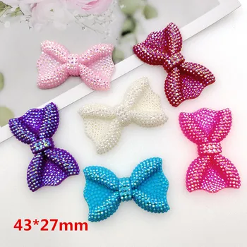 

20Pcs Kawaii Resin Bowknot Decoration Crafts Flat Back Cabochon DIY Hair bow Center Scrapbooking For Phone Deco Embellishments