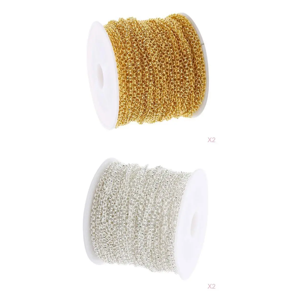 4 Pieces 10 Yards/Roll Necklace Chains Link Cable for Jewelry Making DIY
