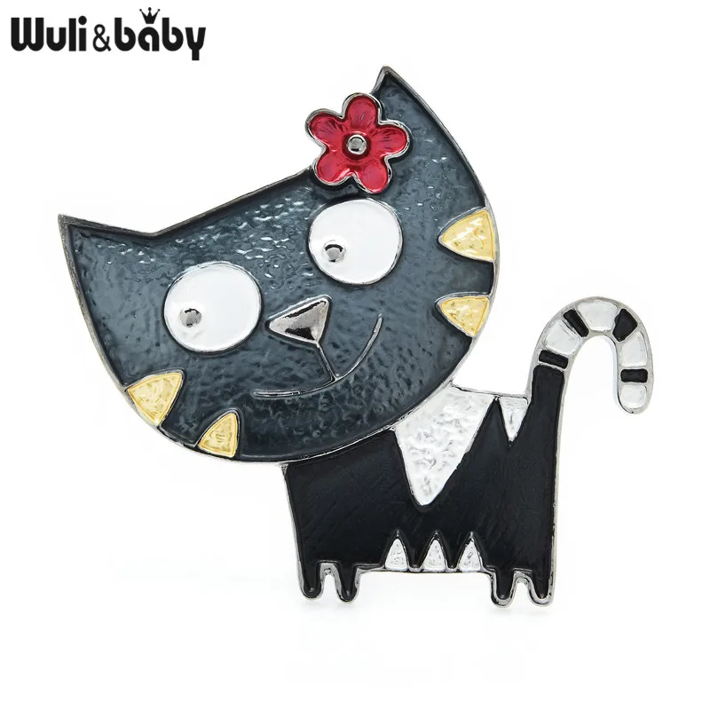 Броши-кошки женские Wuli &amp baby с эмалью 4 цвета | Украшения и аксессуары