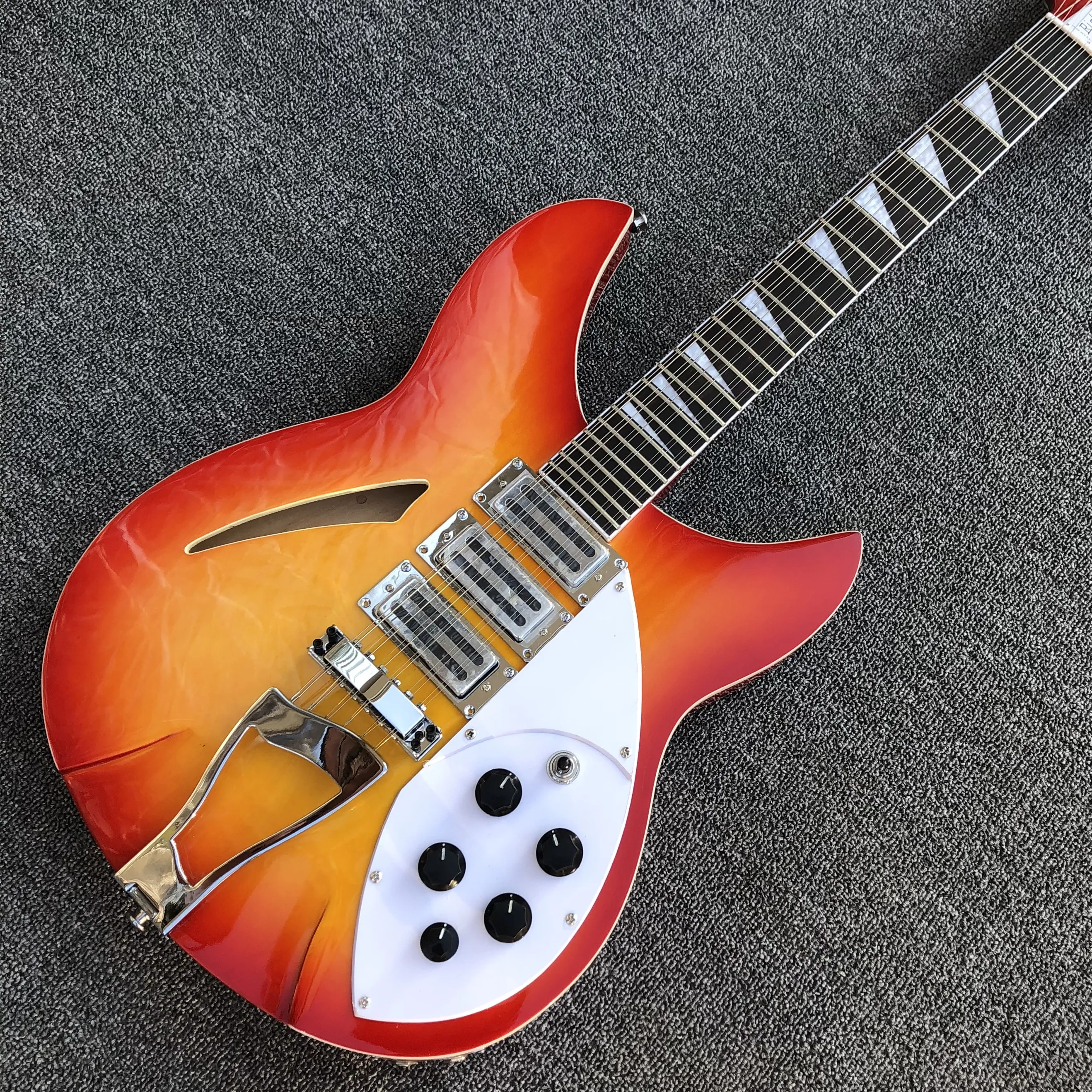 Orange burst 12 Струны для гитары Ricken 360 модель электрогитары, заводской специальный полый корпус Rick Jazz гитара