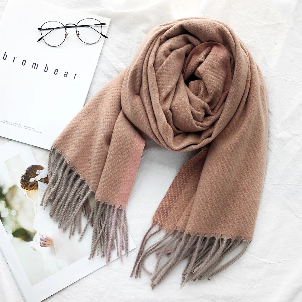 

Women Patchwork Solid Cashmere Scarves Wraps Wram Shawls Female Pashmina Lady Blanket Shawls Knitted Winter Scarf