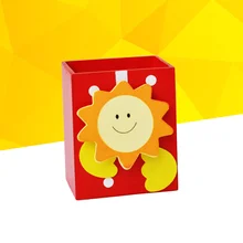 Porte crayon de bureau, dessin animé, organisateur de papeterie pour la maison, le bureau et l'école (soleil rouge)