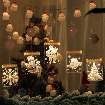 

Christmas Tree LED String Lights USB Lights Battery Lights Bells Elk String Lights 3D Acrylic Board Hanging Lights Xmas Decor