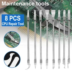 Kit d'outils de réparation de téléphone en métal, 8 pièces, couteau à levier à double extrémité pour ouvrir le Spudger pour le démontage de la puce de réparation BGA 