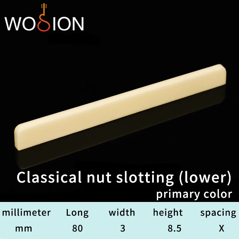Wosion Bovine bone primary color Acoustic guitar ,Classical guitar nut slotted, upper and lower nuts slotted in various sizes。
