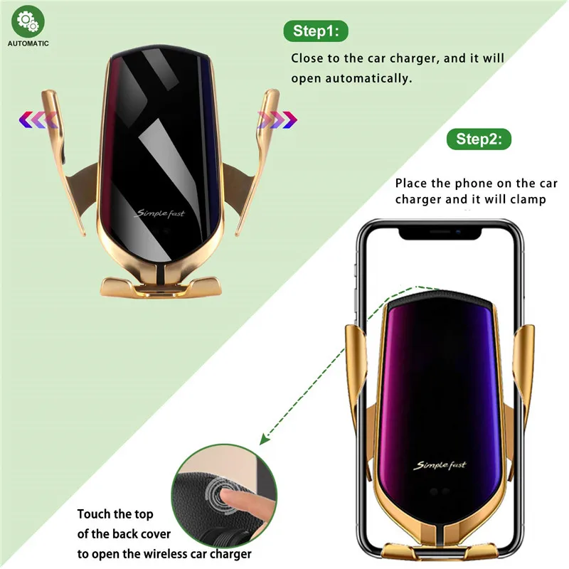 R3 автомобильное беспроводное зарядное устройство Qi Smart Sensor с автоматическим