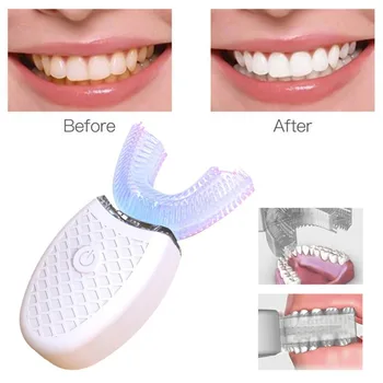 

360 Degrees Sonic Automatic Electric Toothbrush USB Rechargeable Intelligent Ultrasonic Silicon Toothbrush U Type